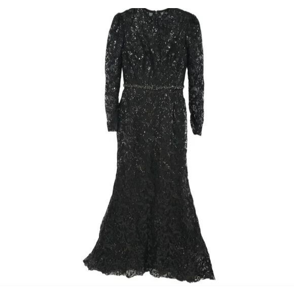 Mac Duggal Black‎ Embellished High Neck Gown Long Sleeve Dress SZ 18 $698 68011 - Picture 4 of 8